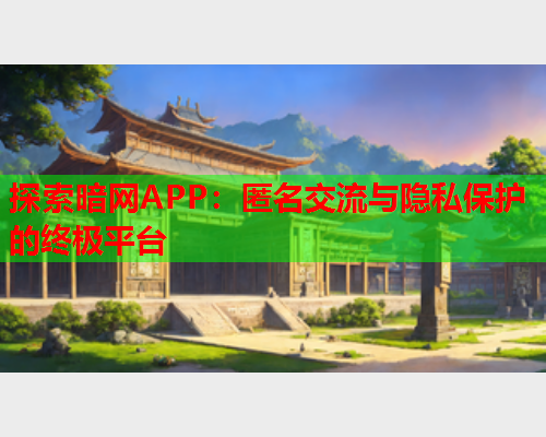 探索暗网APP：匿名交流与隐私保护的终极平台