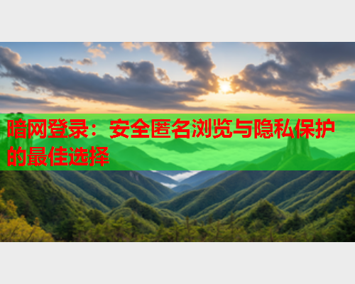 暗网登录：安全匿名浏览与隐私保护的最佳选择